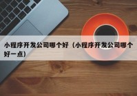 小程序开发公司哪个好（小程序开发公司哪个好一点）