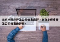 北京小程序开发公司哪家最好（北京小程序开发公司哪家最好用）